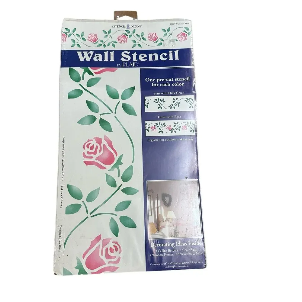 NEW Floral Rose Vine Wall Stencil Kit Decor Plaid  Stencil 26669 Victoria's Rose